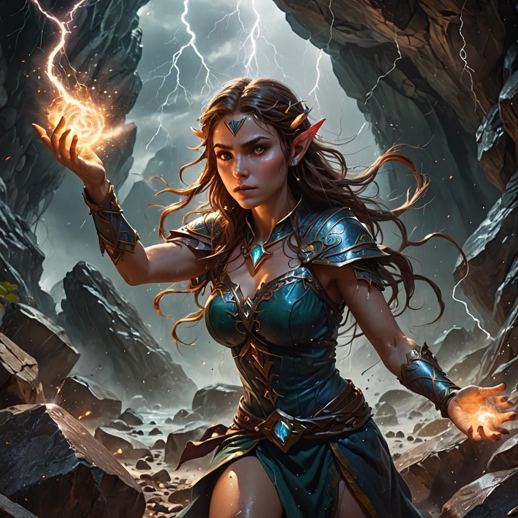 An elven earth wizard.