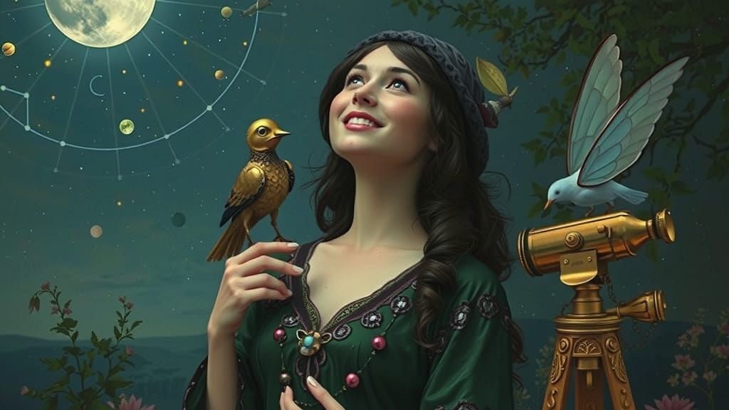 Victorian Fairy Stargazing in Lush Garden