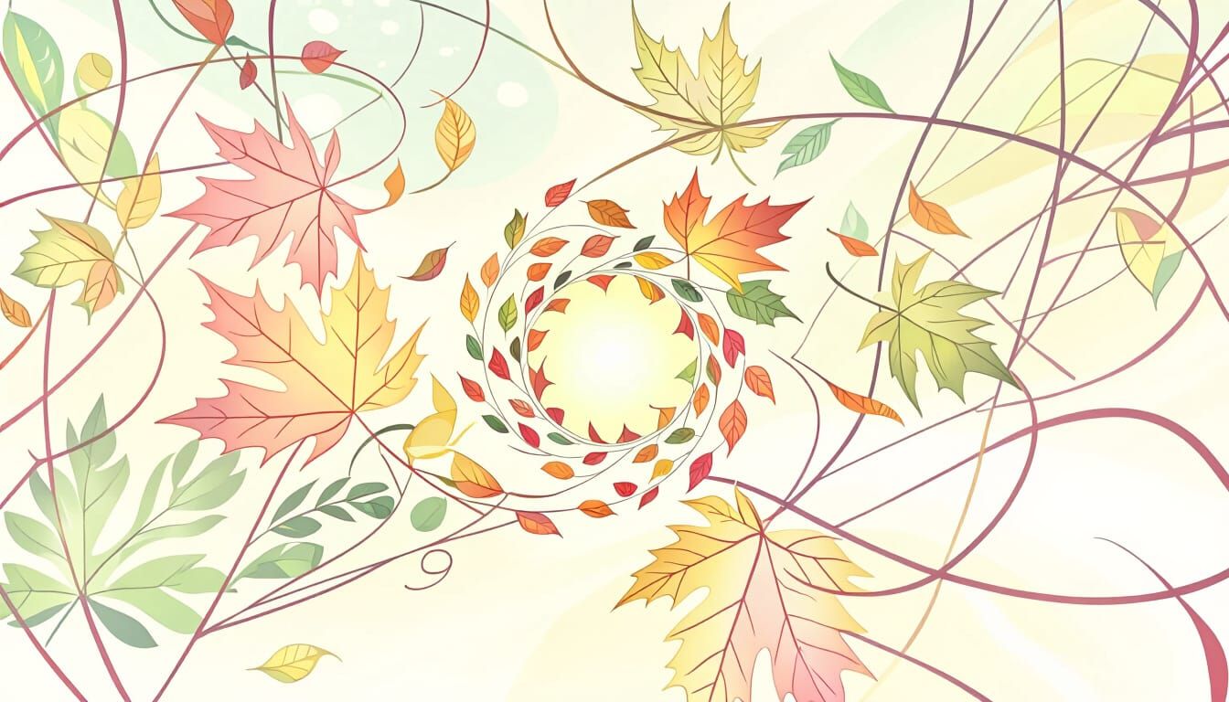 Surreal Autumn Leaves Swirling in Cosmic Vortex Oil Painting