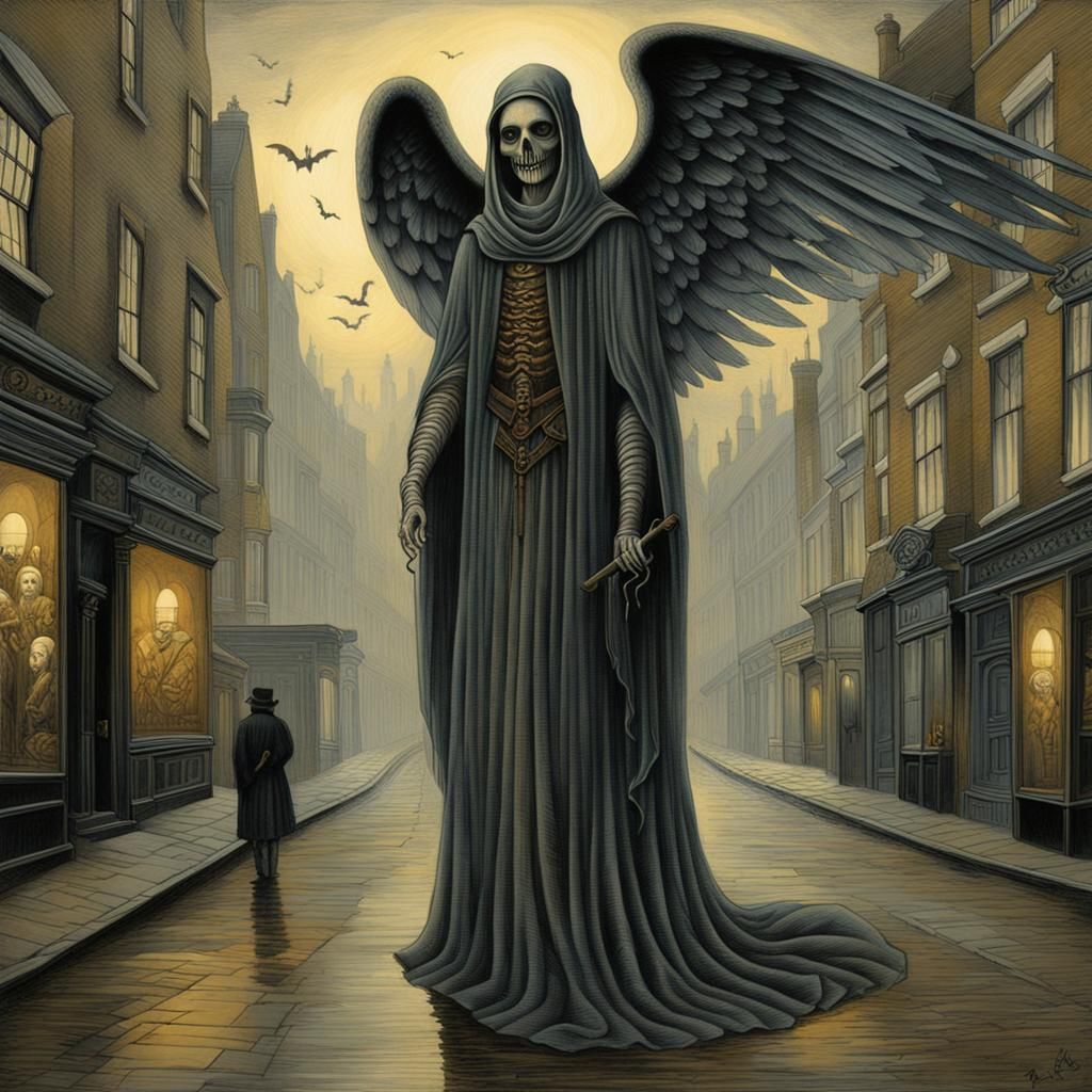 Angel of Death in Art Deco Surrealism