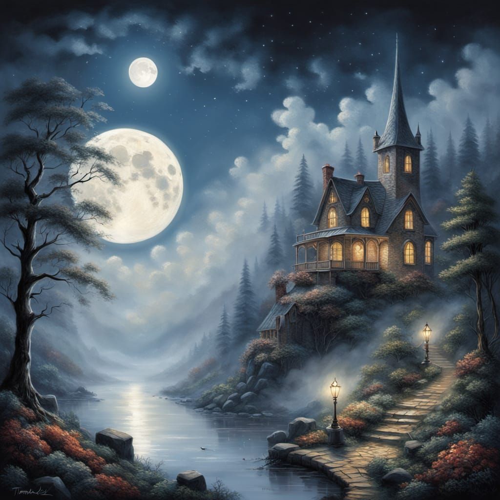 Mystical Witch Under Ethereal Moonlight