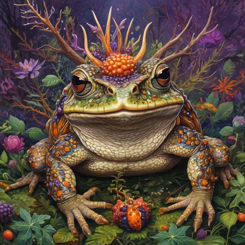 Majestic Murex Frog-Tortoise Portrait in Hyper-Detailed Illu...