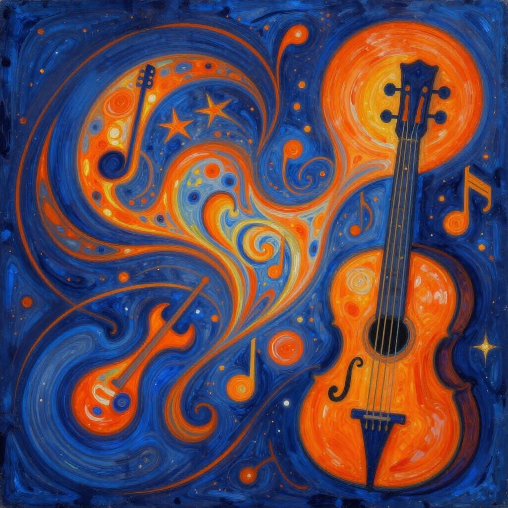 Abstract Music Soundscape with Blue and Orange Hues