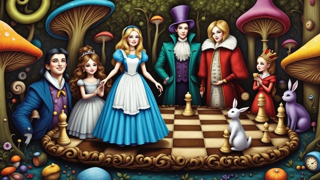 Alice in Wonderland Chess Set: A Whimsical Tableau