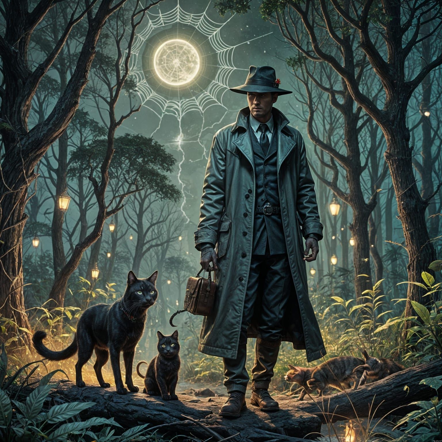 Fantastical Hero with Feline Canine Companion Builds Spider ...