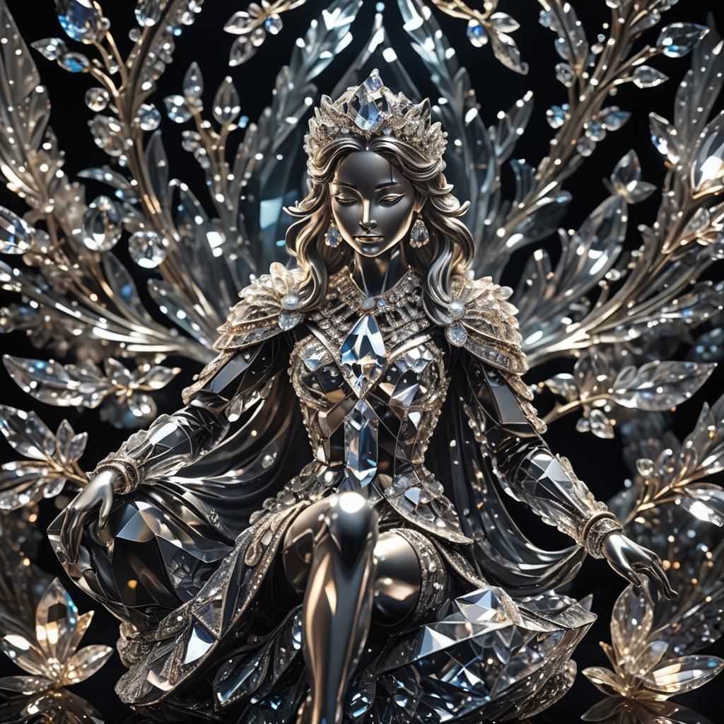 Intricate Sparkling Crystal Figurine on Velvet