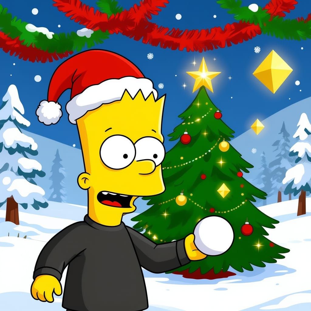 Festive New Year's Scene with Snow and Christmas Tree