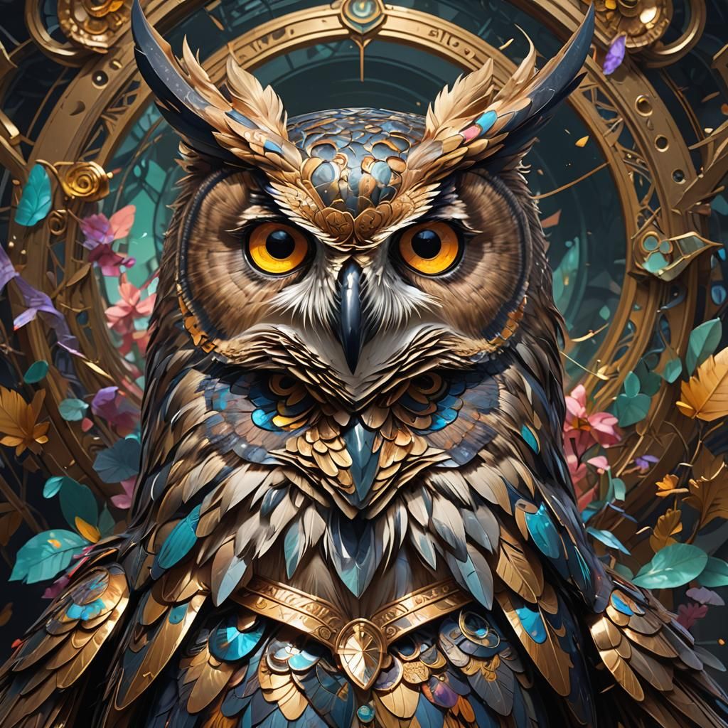 Fluxoma, Great Owl Queen: Detailed Digital Portrait