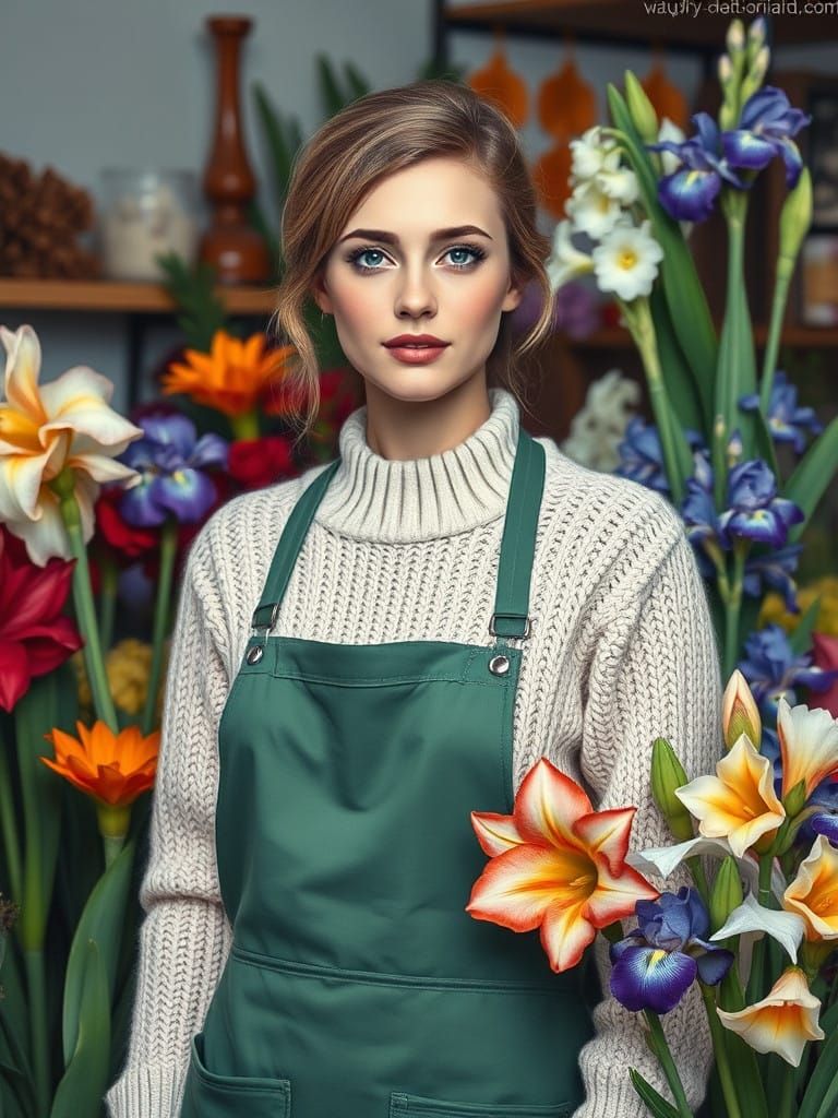 Beautiful Swedish Florist in a Vibrant Floral Shop
