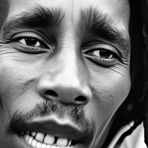 Reggae Legend Bob Marley in Vibrant Close-Up Portrait
