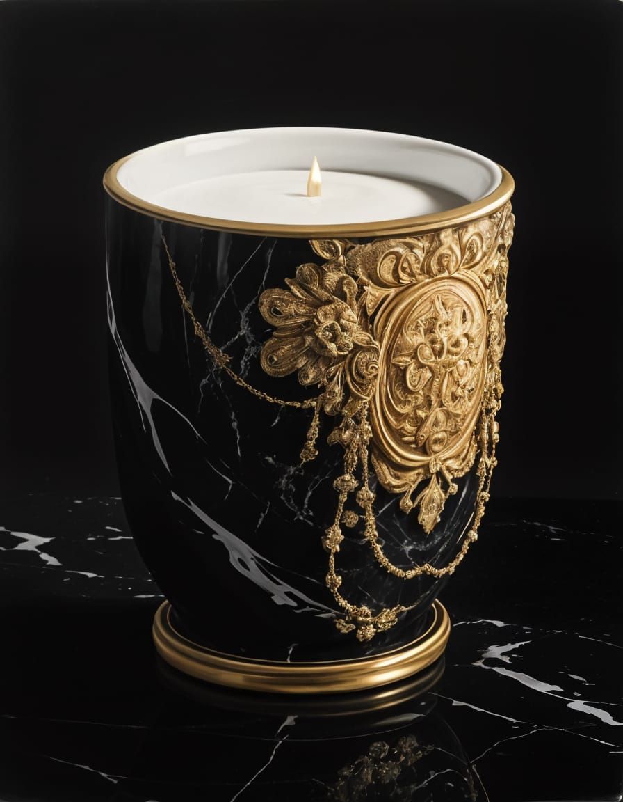 Luxurious Ebony Tableau in Intricate Inkwork