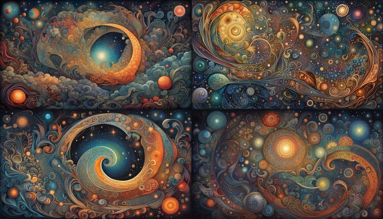 Colorful Galaxy of Planets and Stars in Mixed Media