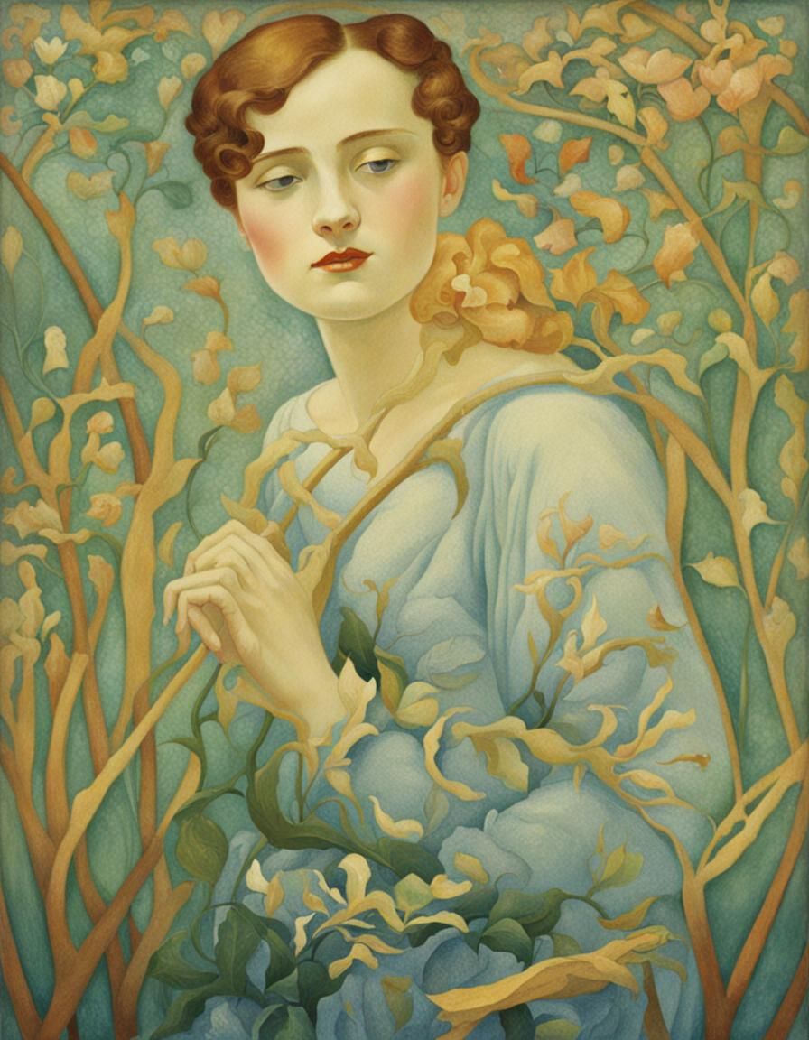 Elegant Art Nouveau Design with Flowing Lines