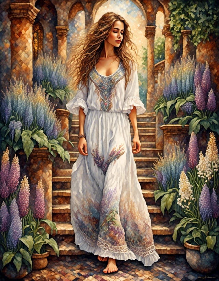 Hungarian girl in embroidered dress