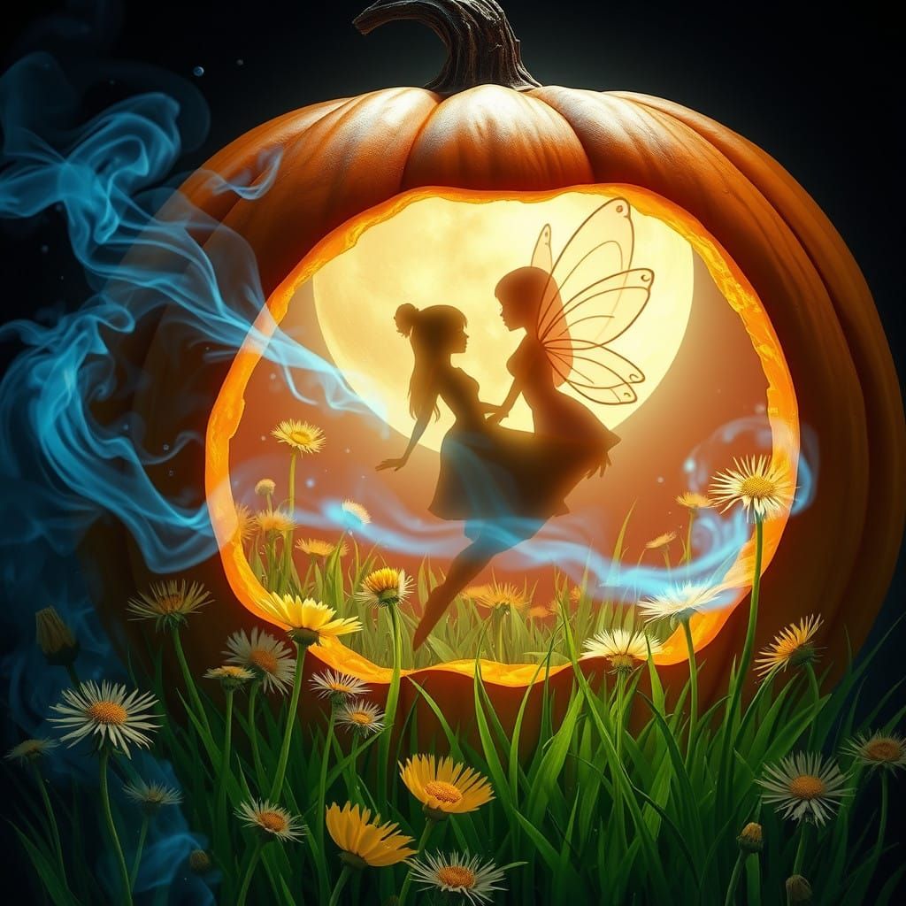 Surreal Dandelion Garden Blooms from Pumpkin Carving in Whim...