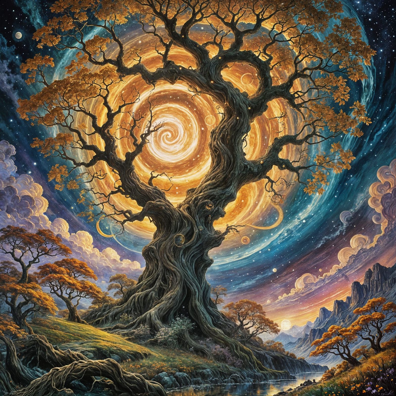 Surreal Lunar Disturbance in Watercolor Style