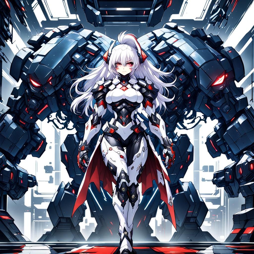 Anime Cyborg Girl in Futuristic Lab