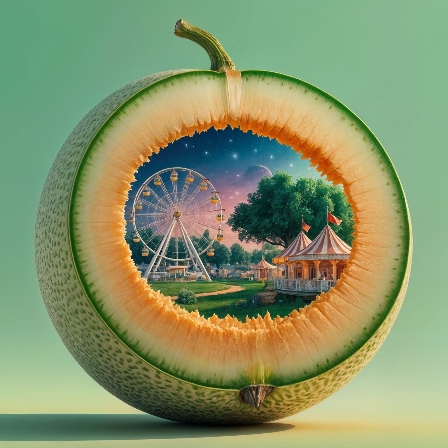 County Fair Inside Cantaloupe in Psychedelic Style