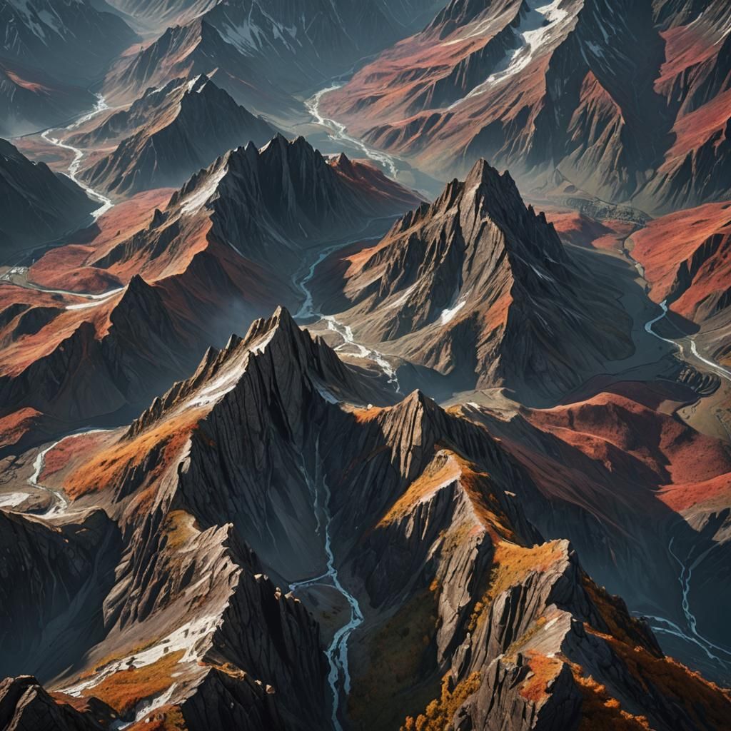 Photorealistic Mountain Range in Detailed Matte Painting
