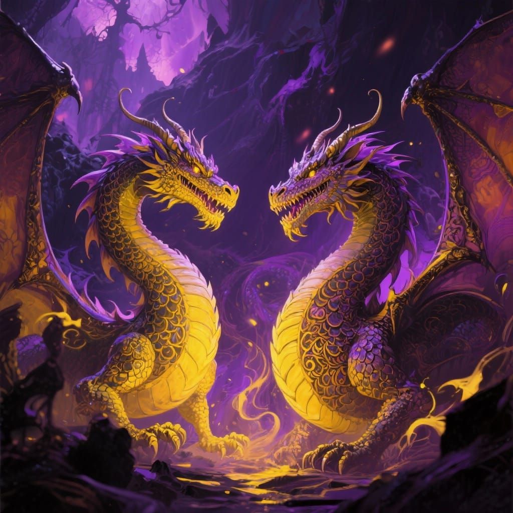 Epic Dragons in a Dark Fantasy Landscape