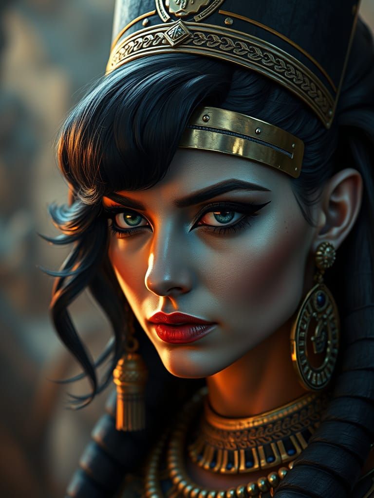 Regal Portrait of an Egyptian Queen in Opulent Fantasy Style