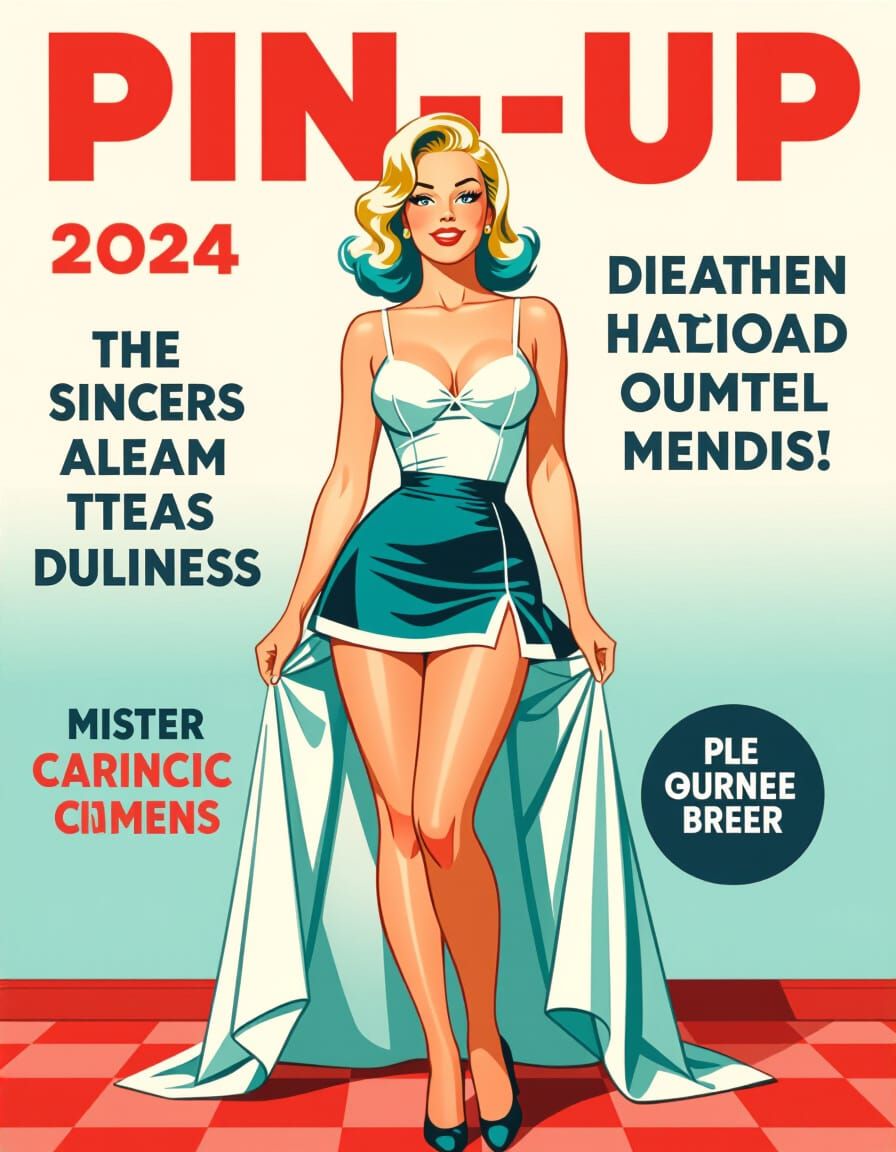 Pin-Up Woman With Teal Hair Direct Eye Contact