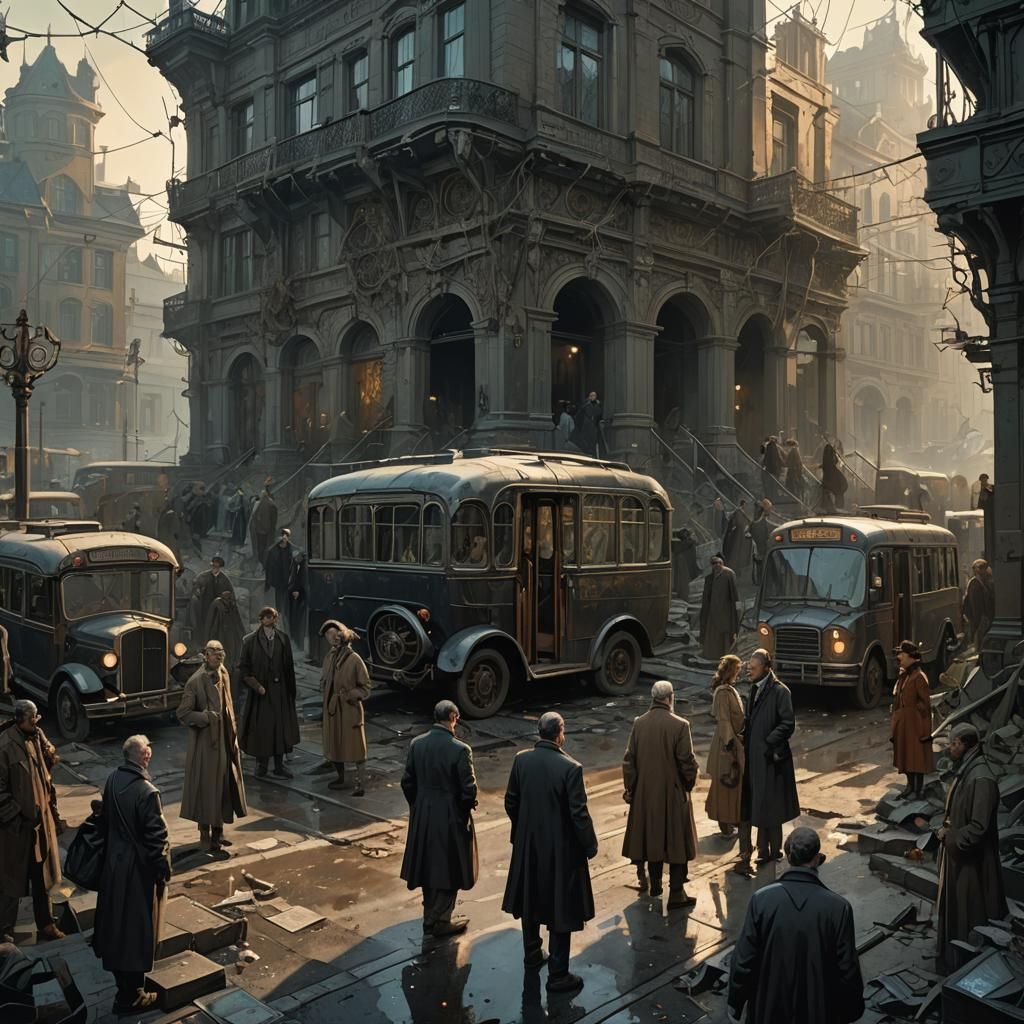 Dark Fantasy Hospital Scene with Victorian Patients