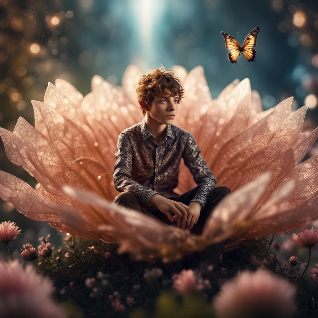 Macrophotography of Tom Thumb on a Flower Petal