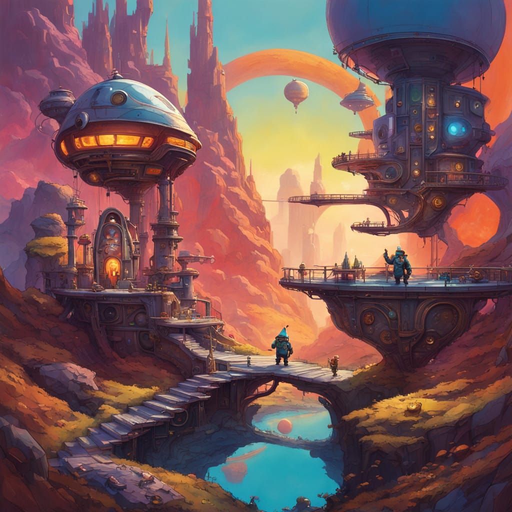 Steampunk Gnome Embarks on a Surreal Adventure