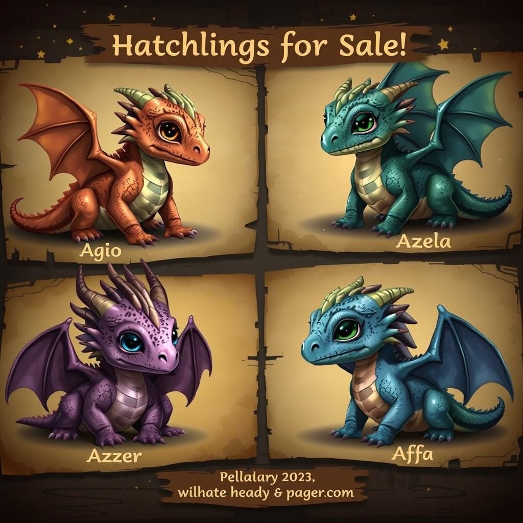 Whimsical Hatchlings Poster in Children's Book Style