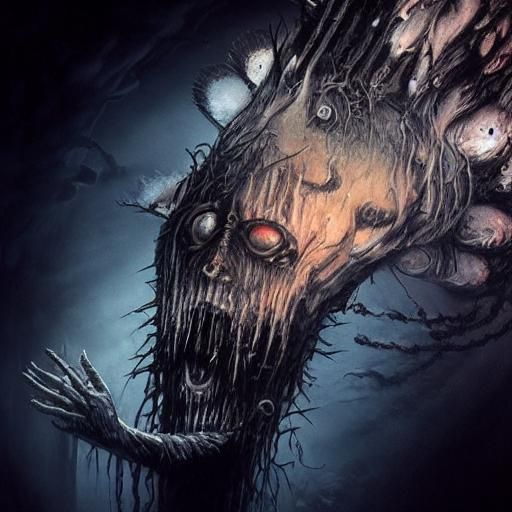 Creepy Gothic Face Drawing in Metal Album Art Style