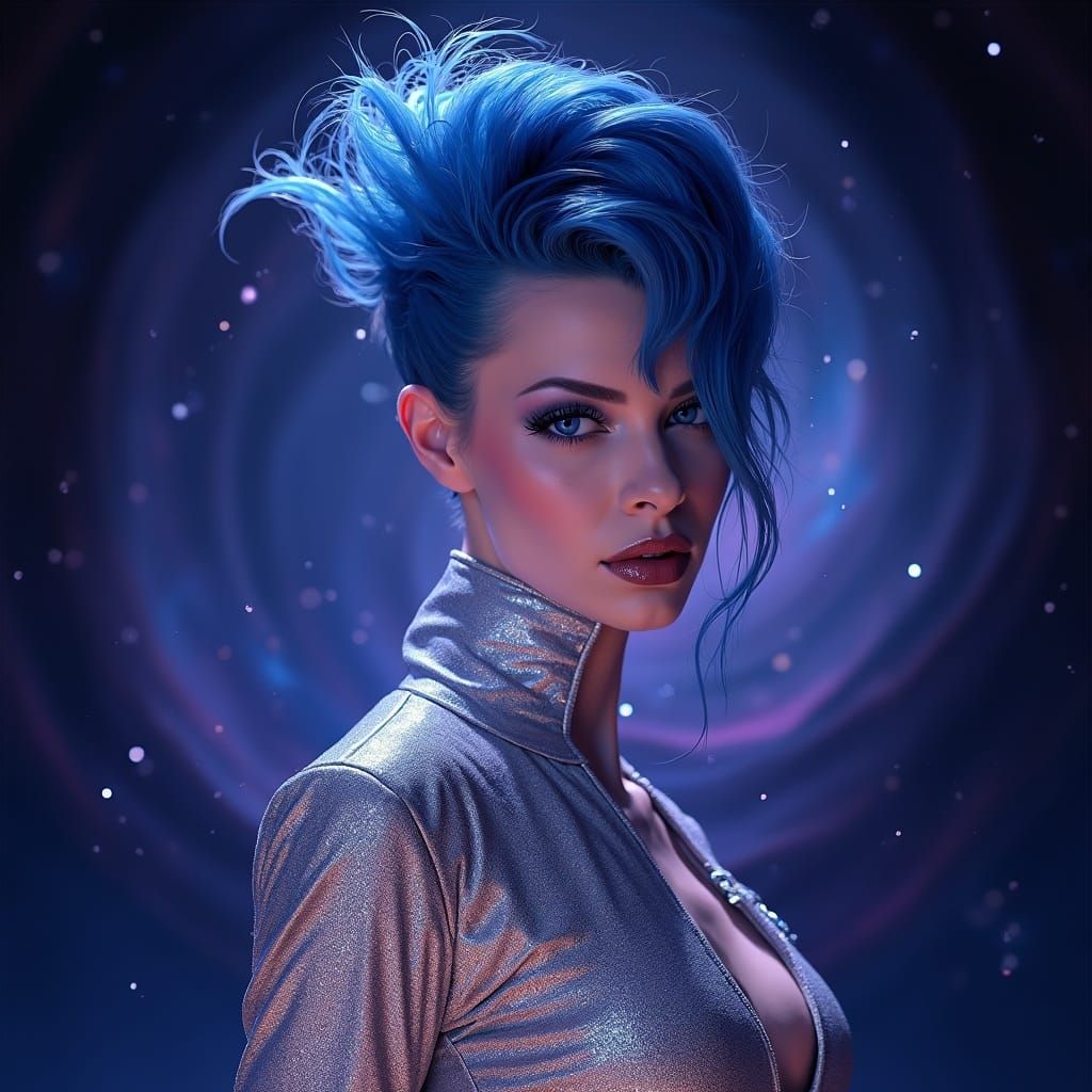Androgynous David Bowie Reimagined as Woman in Cosmic Style
