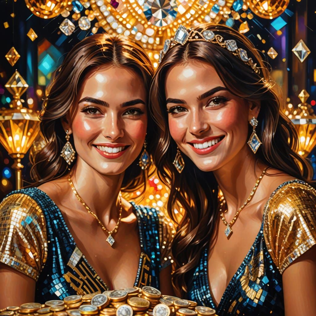 Luxurious Portrait of Jack and Women in Vibrant Oil Painting