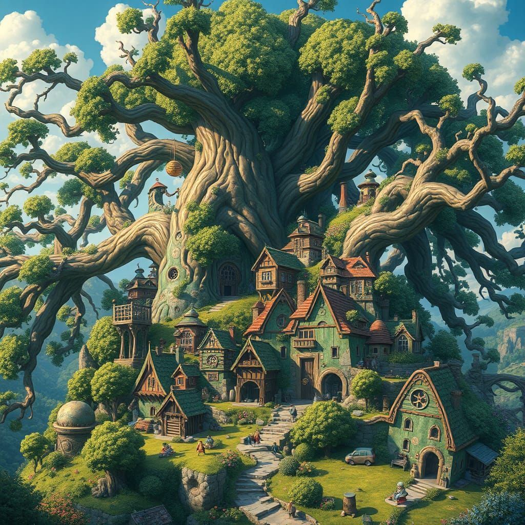 Tree Village with Iridescent Details