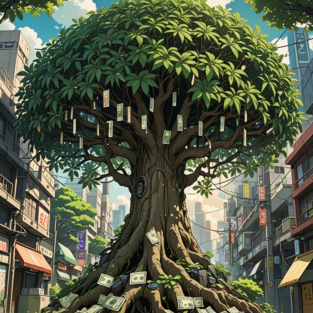 Money Tree Sprouts from Smartphone: Anime Key Visuals
