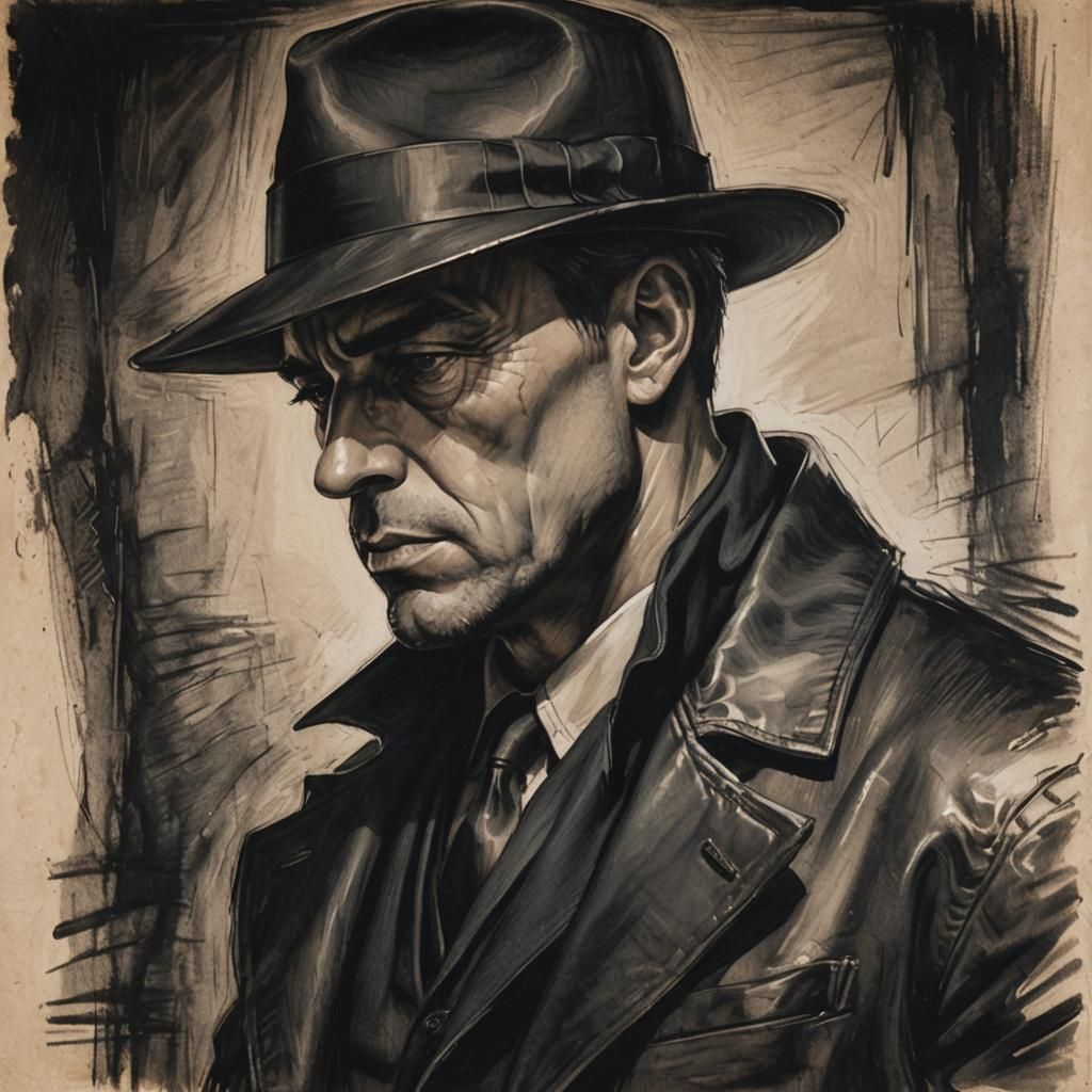 Dieselpunk Detective in Shadow: Film Noir Portrait