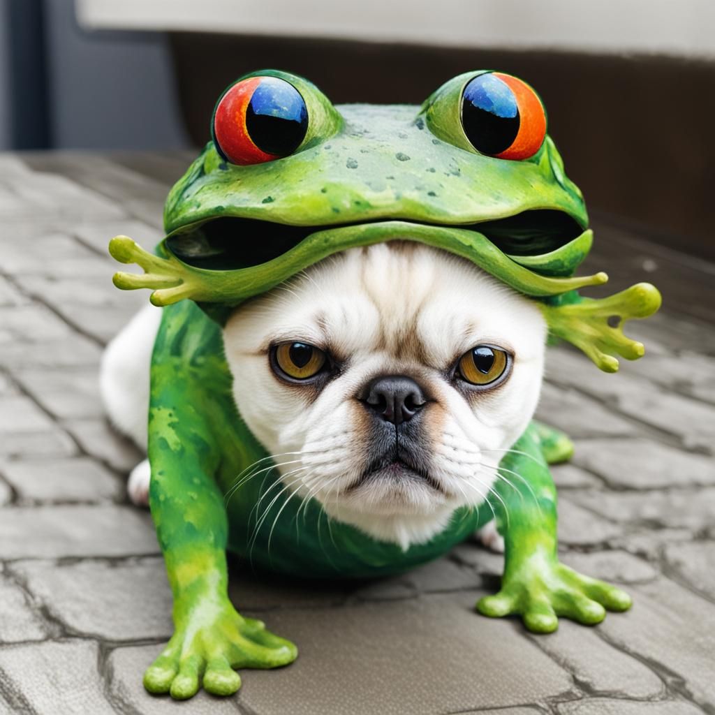 Abstract Impressionist Dog Cat Frog Fusion Art