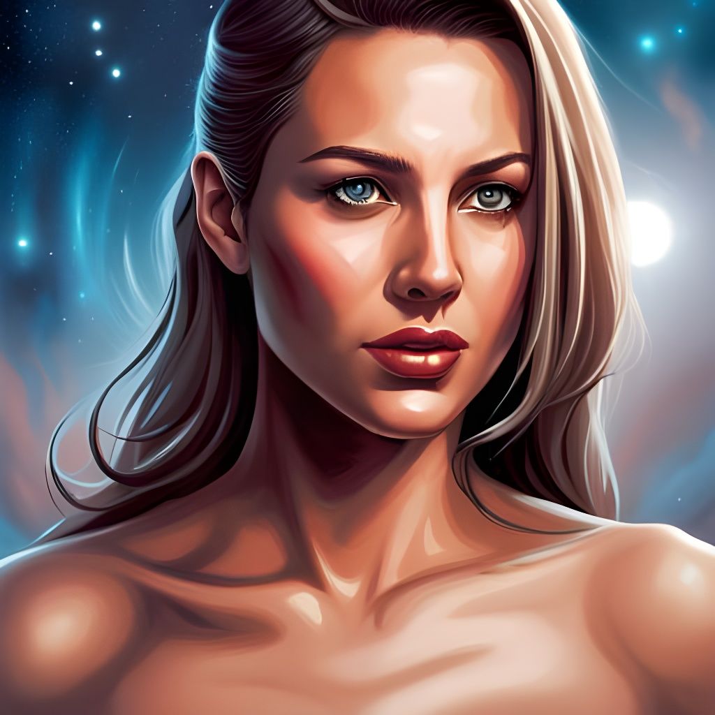 Cosmic Woman: Portrait in Comic Book Style