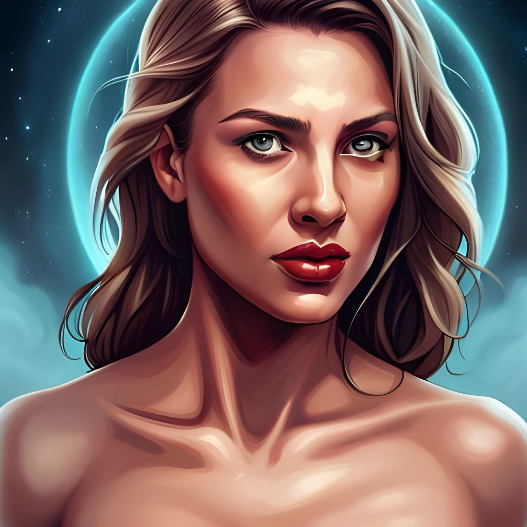 Woman's Portrait with Space Background in Comic Style