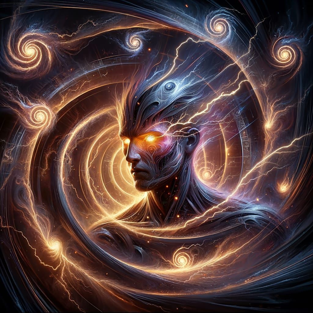 Figure Blazing With Celestial Lightning, Burdened By Duty