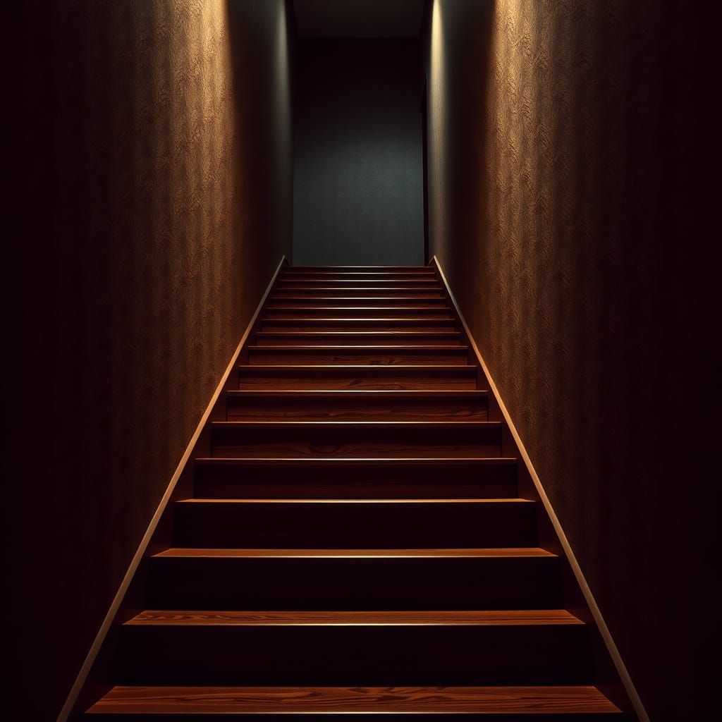 Dramatic Chiaroscuro Staircase Ascending Left to Right