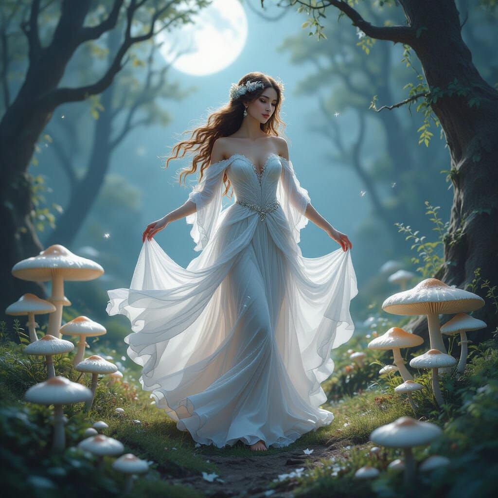 Dryad's Dance in a Luminous Fairy Ring