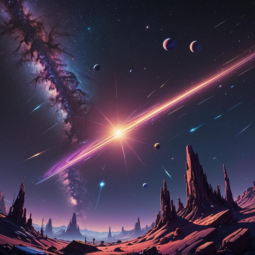 Shooting Star Soars Through Space: Stylized Art