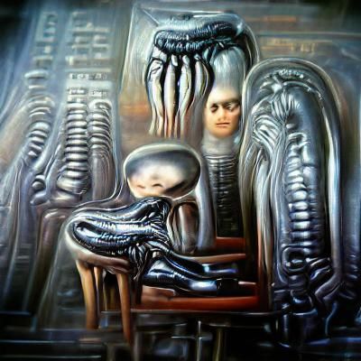 Surreal Biomechanical Landscape in Giger Style