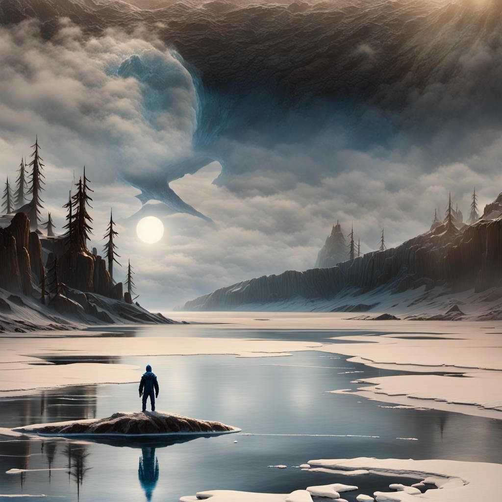 Heroic Alien Ice Rescue: Cinematic Digital Painting