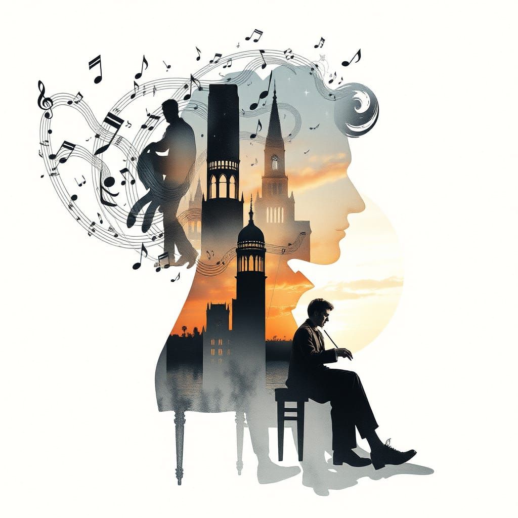 Beethoven's Melodic Silhouette in Urban Harmony