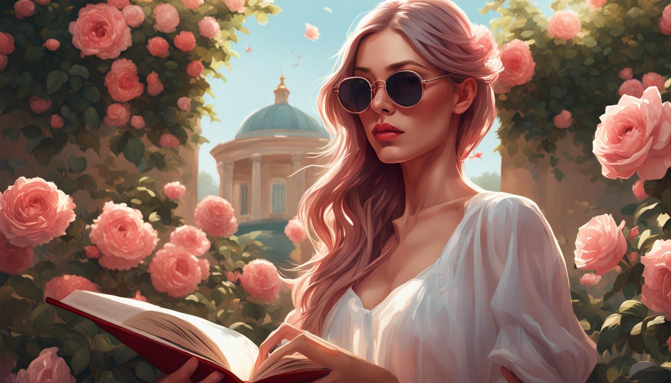 Rose Garden Reader: Hyperdetailed Summer Portrait