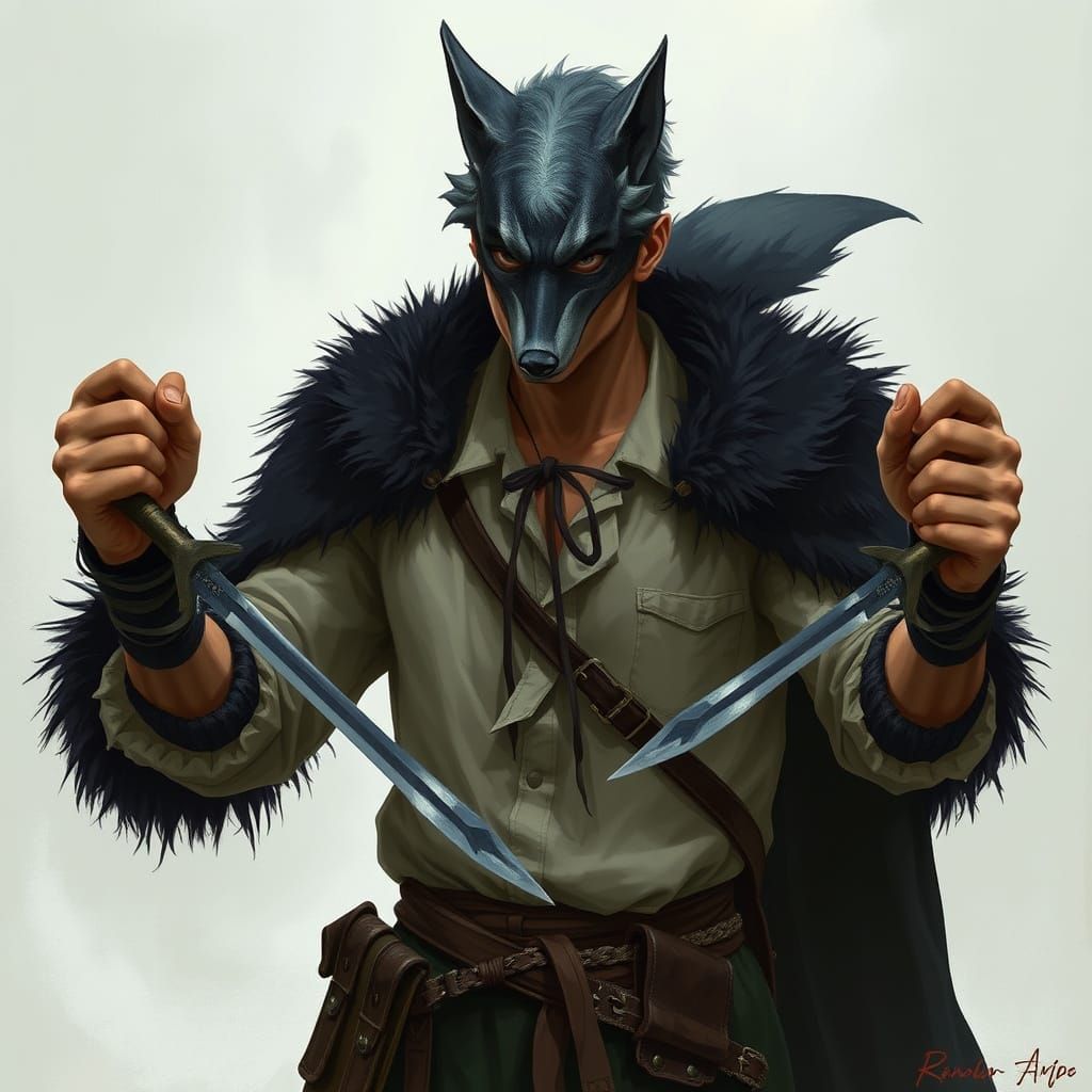 Lupine Swordsman in Dark Fantasy Digital Art