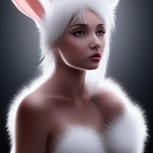 Beautiful Bunny Girl with Crown: Hyper-Realistic Art