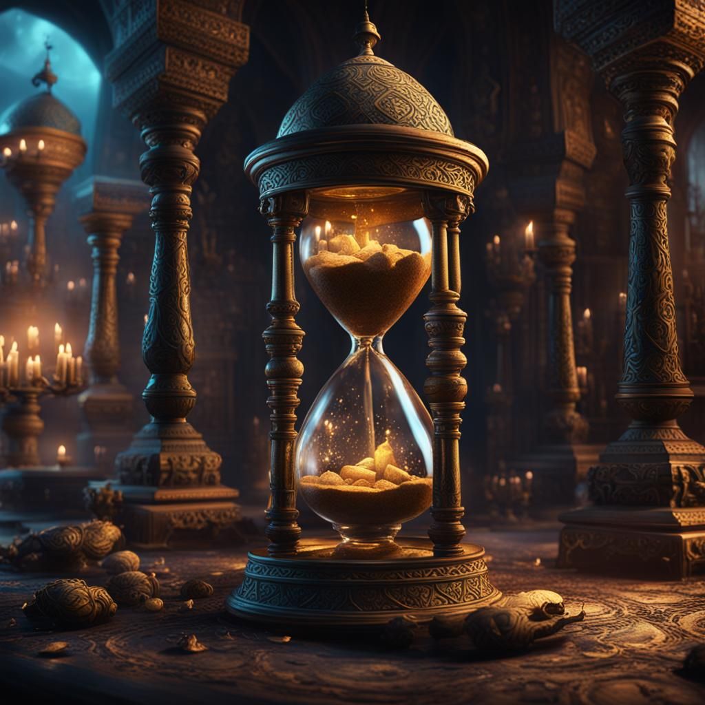 Dark Arabian Spirit Imprisoned in Hourglass